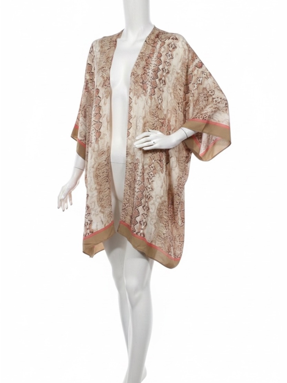 Caden Lane Neutral Snake-Print Kimono with Rust Trim - Picture 10 of 10